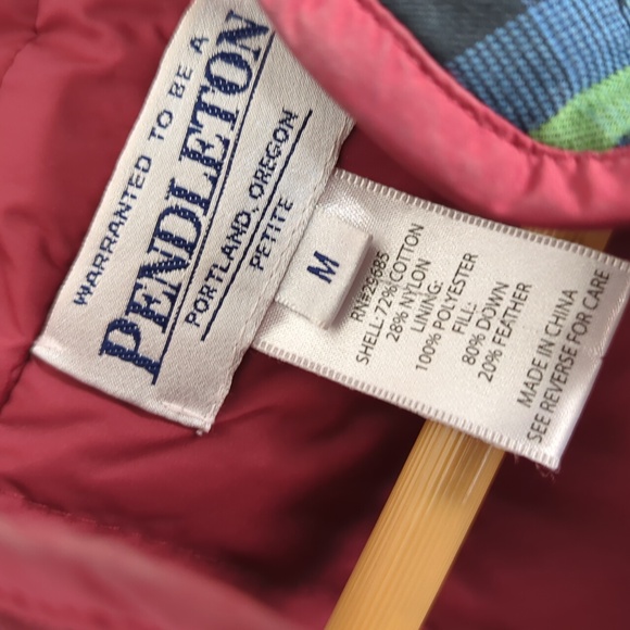 PENDLETON Feather Down Women's Colorful Plaid Quilted Vest - Picture 3 of 4